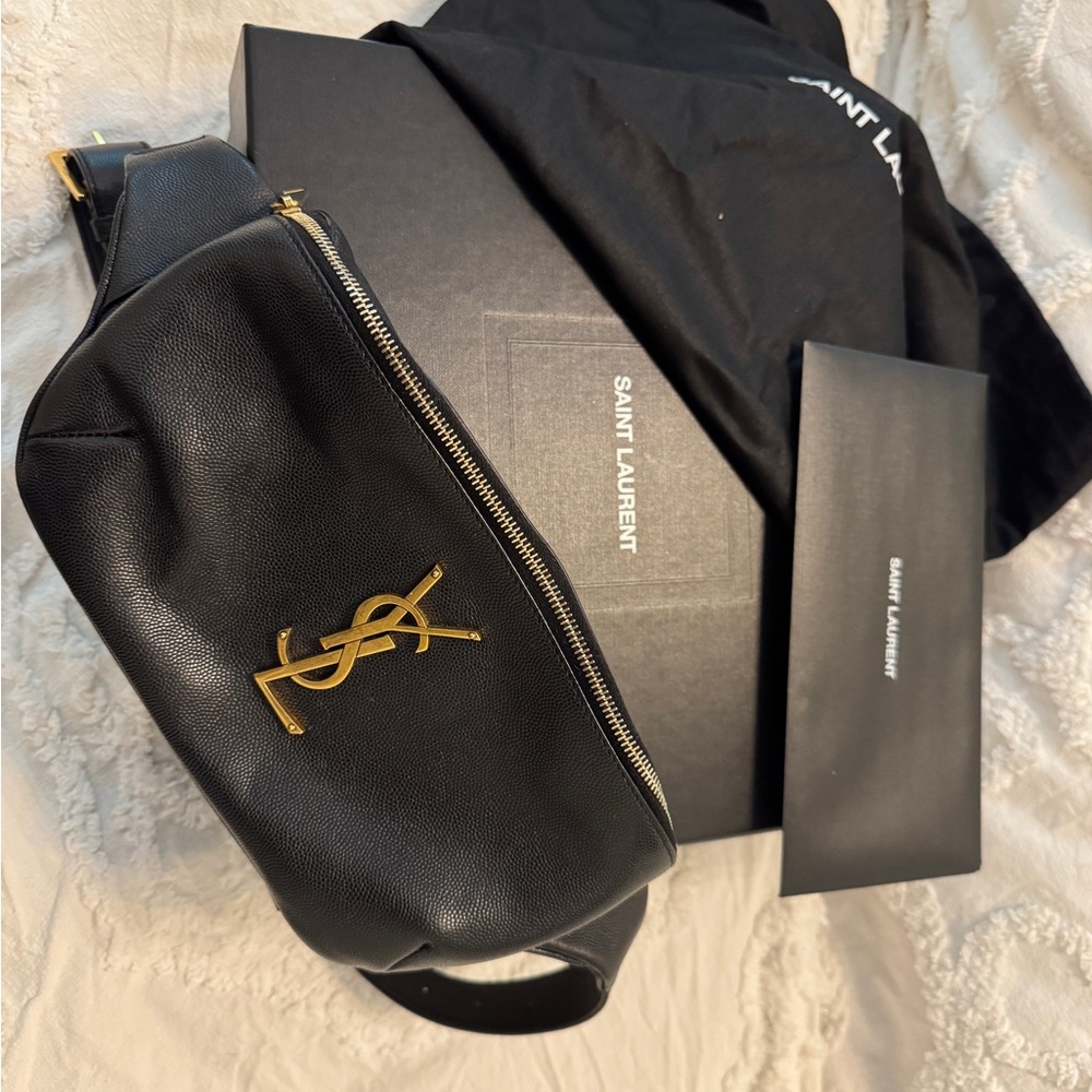 Saint Laurent Black Leather Belt Bag